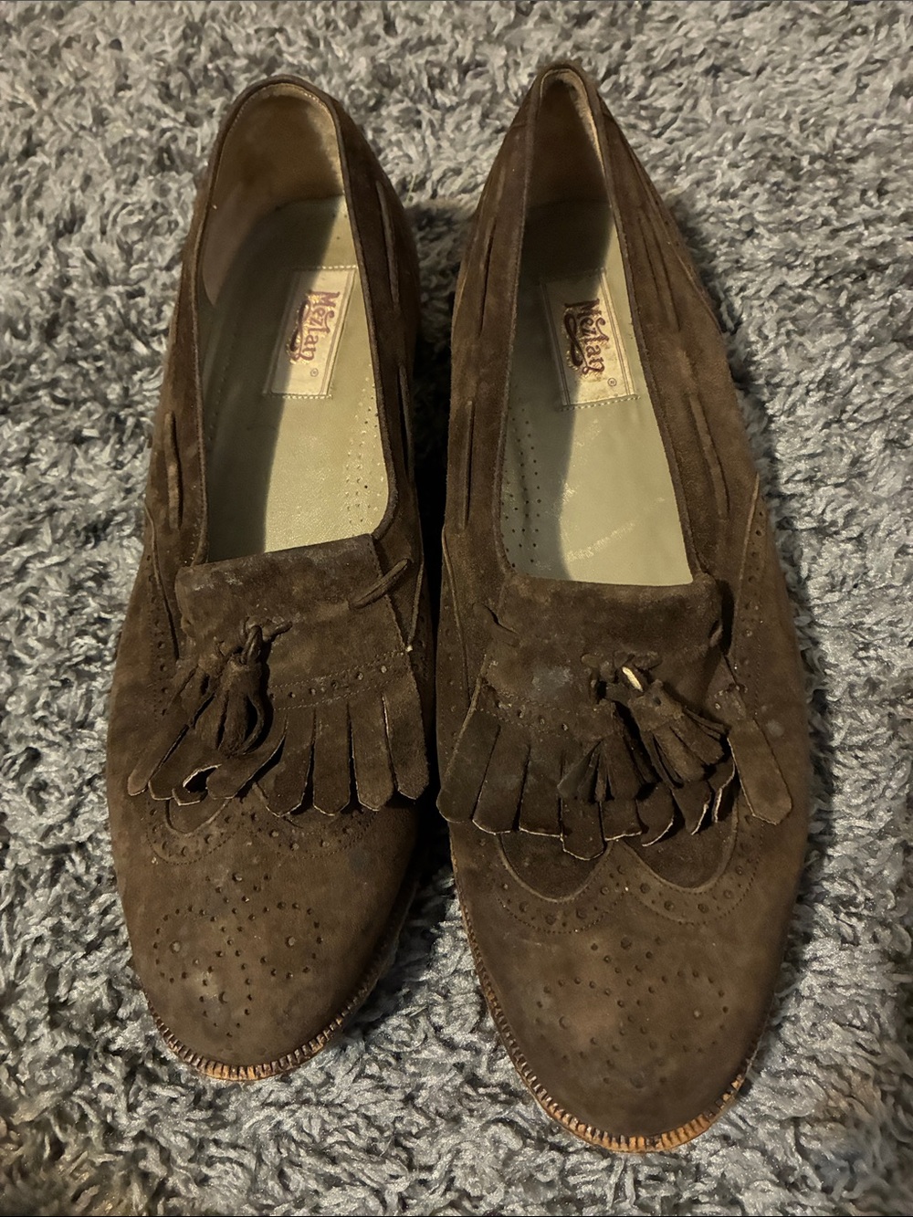 Vintage mezlan brown suede loafers
